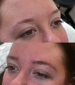 Before and after microblading results – natural eyebrow transformation at Beauty Custom Club