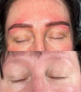 Before and after microblading results – natural eyebrow transformation at Beauty Custom Club